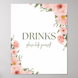 Póster Poster de bebidas florales acuarela