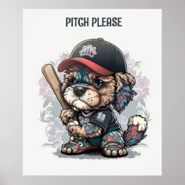 Póster Poster De Béisbol De Cachorro Cuto