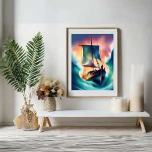 Póster Poster de belleza de Maritme en barco