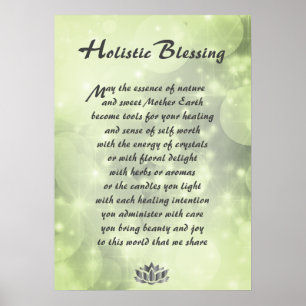 Póster Poster de bendición holística verde