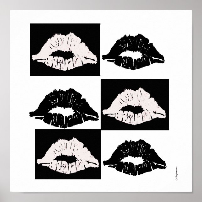 Póster poster de besos negros y blancos (Frente)