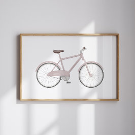 Póster Poster de bicicleta rosa vintage de color de agua
