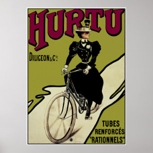 Póster Poster de bicicletas de época: Bicicletas Hurtu