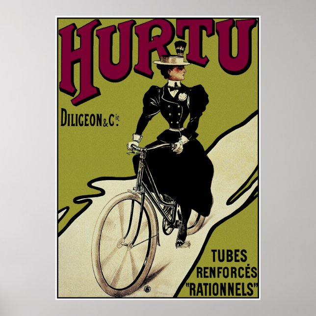Póster Poster de bicicletas de época: Bicicletas Hurtu (Frente)
