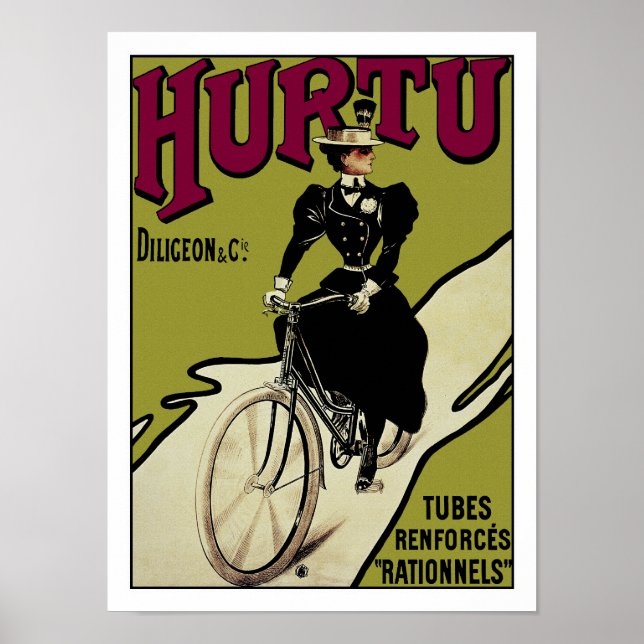 Póster Poster de bicicletas de época: Bicicletas Hurtu (Frente)