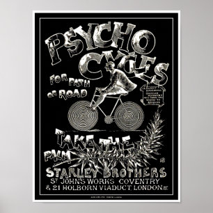 Póster Poster de bicicletas de época: Ciclos Psicográfico