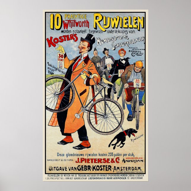 Póster Poster de bicicletas de época: Whitworth Rijwielen (Frente)