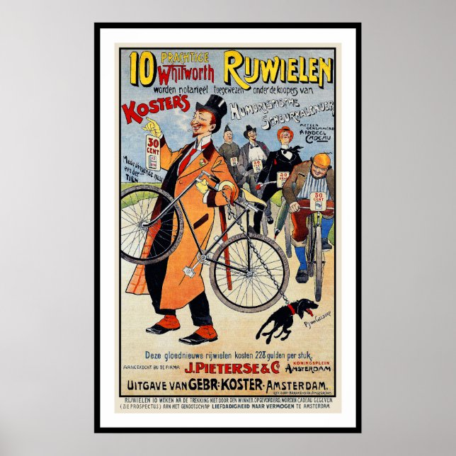 Póster Poster de bicicletas de época: Whitworth Rijwielen (Frente)