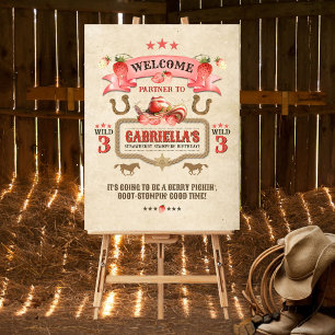 Póster Poster de bienvenida a la estampida de fresa