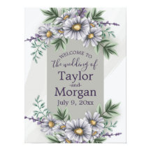 Poster de bienvenida acuarela morado con flores gr