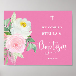 Póster Poster de bienvenida al bautismo Chica rosa
