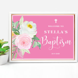 Póster Poster de bienvenida al bautismo Chica rosa