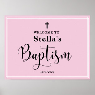 Póster Poster de bienvenida al bautismo Chica rosa
