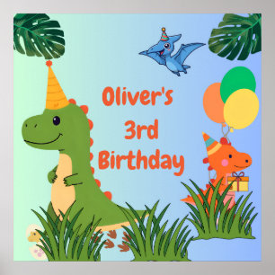 Póster Poster de bienvenida al cumpleaños de Dinosaur - F