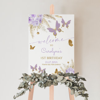 Póster Poster de bienvenida al cumpleaños de la mariposa