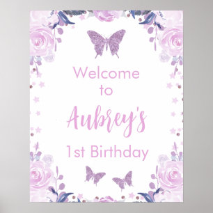Póster Poster de bienvenida al cumpleaños de Mariposa Pur