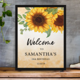 Póster Poster de bienvenida al cumpleaños del girasol