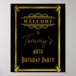 Póster Poster de bienvenida Art deco Fiesta de cumpleaños
