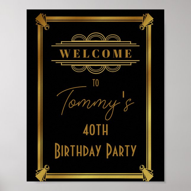 Póster Poster de bienvenida Art deco Fiesta de cumpleaños (Frente)