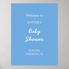 Póster Poster de bienvenida azul Minimalista de Baby Show