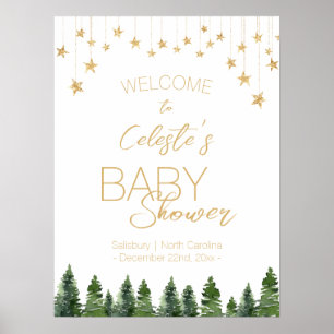 Póster Poster de bienvenida Baby Shower blanco para Navid
