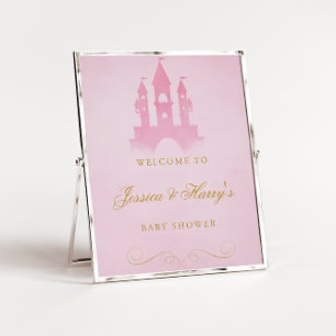 Póster Poster de bienvenida Baby Shower Chica de Castillo