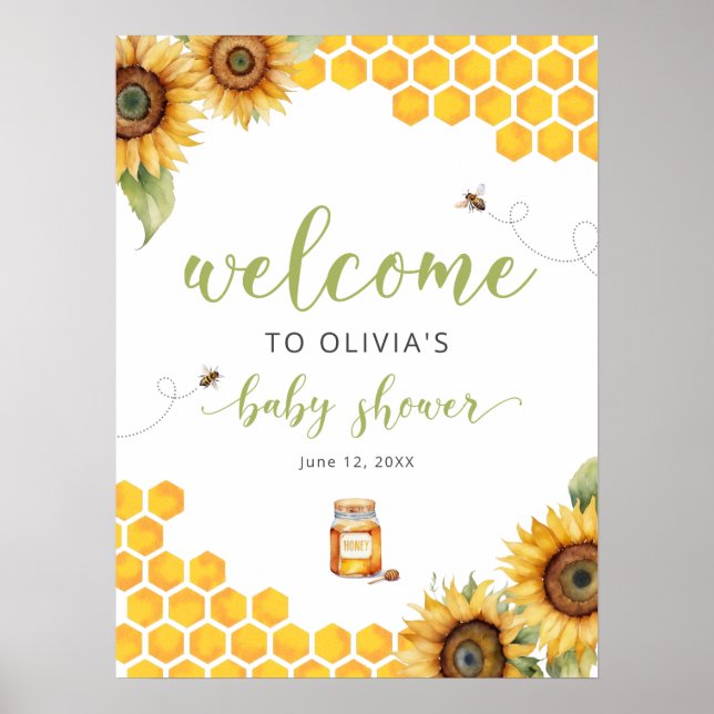 Póster Poster de bienvenida Baby Shower de Summer Honey B (Frente)