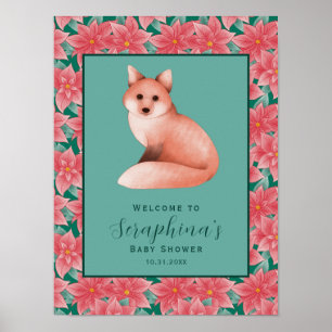 Póster Poster de bienvenida Baby Shower de Winter Woodlan