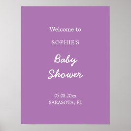 Póster Poster de bienvenida Baby Shower Gentle Purple