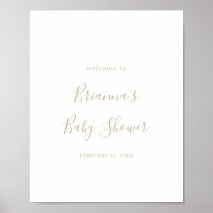 Póster Poster de bienvenida Baby Shower Minimalista de or