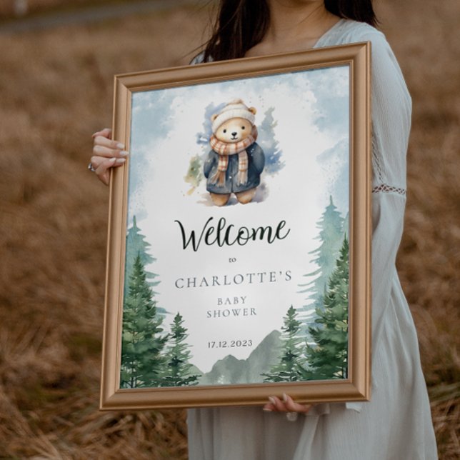 Póster Poster de bienvenida Baby Shower Winter Forest Bea (Subido por el creador)