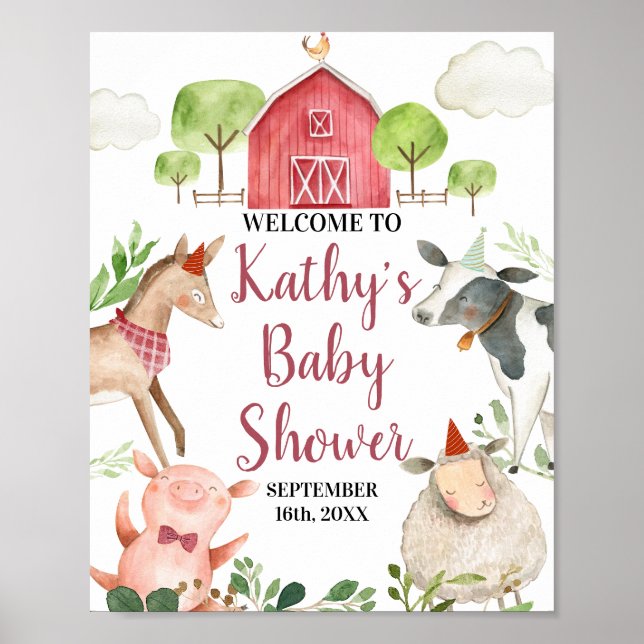 Póster Poster de bienvenida Barnyard para animales de gra (Frente)