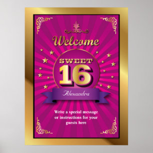 Póster Poster de bienvenida Big Bash Pink Sweet 16