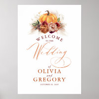 Poster de bienvenida Boda de flores de roya y cala