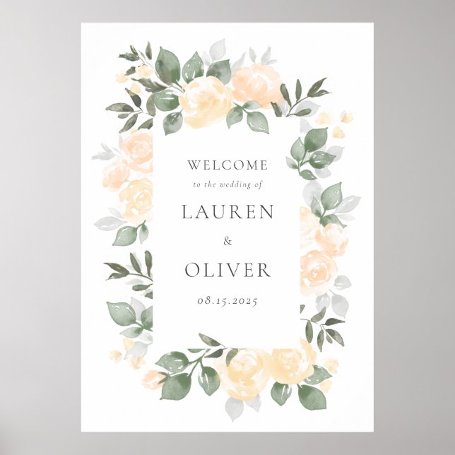 Póster Poster de bienvenida Boda de Garden Blooms (Frente)