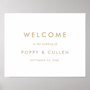 Póster Poster de bienvenida Boda de tipografía de oro de
