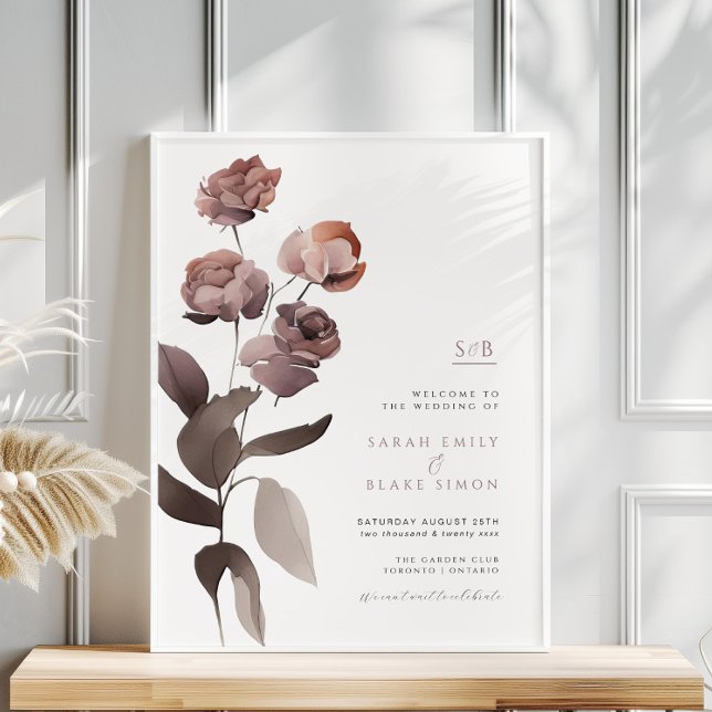 Póster Poster de bienvenida Boda morado rosado floral (Subido por el creador)