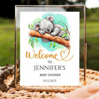 Poster de bienvenida con ducha de bebé de Coala