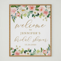 Poster de bienvenida con ducha de novias con flore
