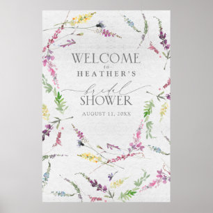 Póster Poster de bienvenida con flores de flores silvestr