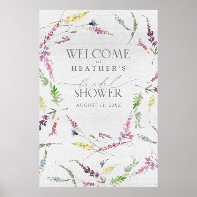 Póster Poster de bienvenida con flores de flores silvestr (Frente)