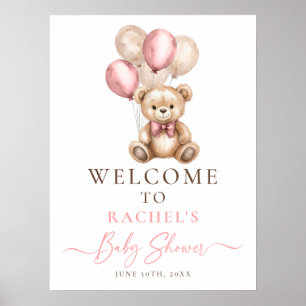 Póster Poster de bienvenida con globo Teddy Bear Baby Sho