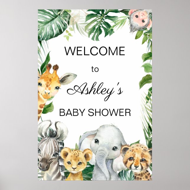 Póster poster de bienvenida de Baby Shower 20x30 Safari G (Frente)