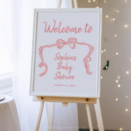 Póster Poster de bienvenida de Baby Shower Chica Hand Dra