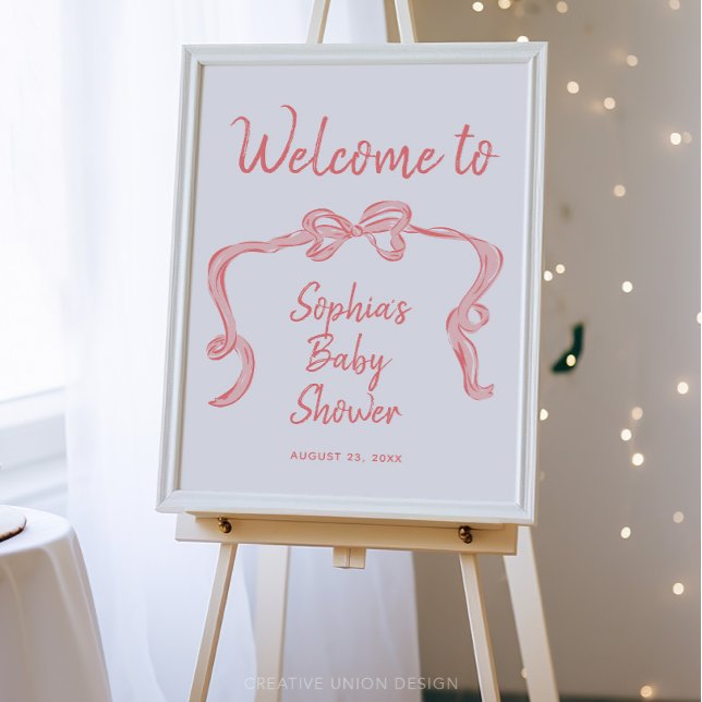 Póster Poster de bienvenida de Baby Shower Chica Hand Dra (Subido por el creador)