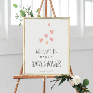 Póster Poster de bienvenida de Baby Shower Chica Watercol