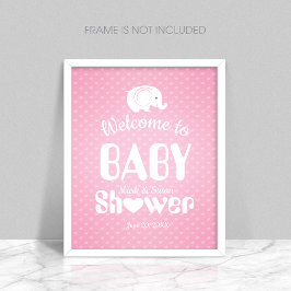 Póster Poster de bienvenida de Baby Shower con elefante p