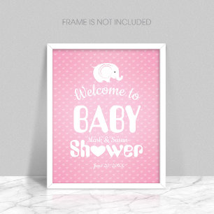 Póster Poster de bienvenida de Baby Shower con elefante p