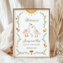 Póster Poster de bienvenida de Baby Shower con ganso vint