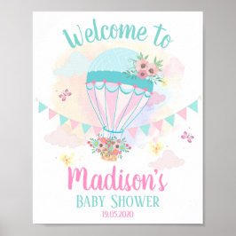 Póster Poster de bienvenida de Baby Shower con globo de a